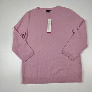 Talbots Pure Cashmere Sweater Womens Medium Pink Crewneck Pullover Ribbed Hem